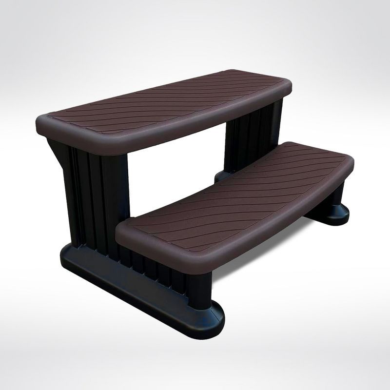 Espresso and Black Universal Spa & Hot Tub Steps with No-Slip Grip