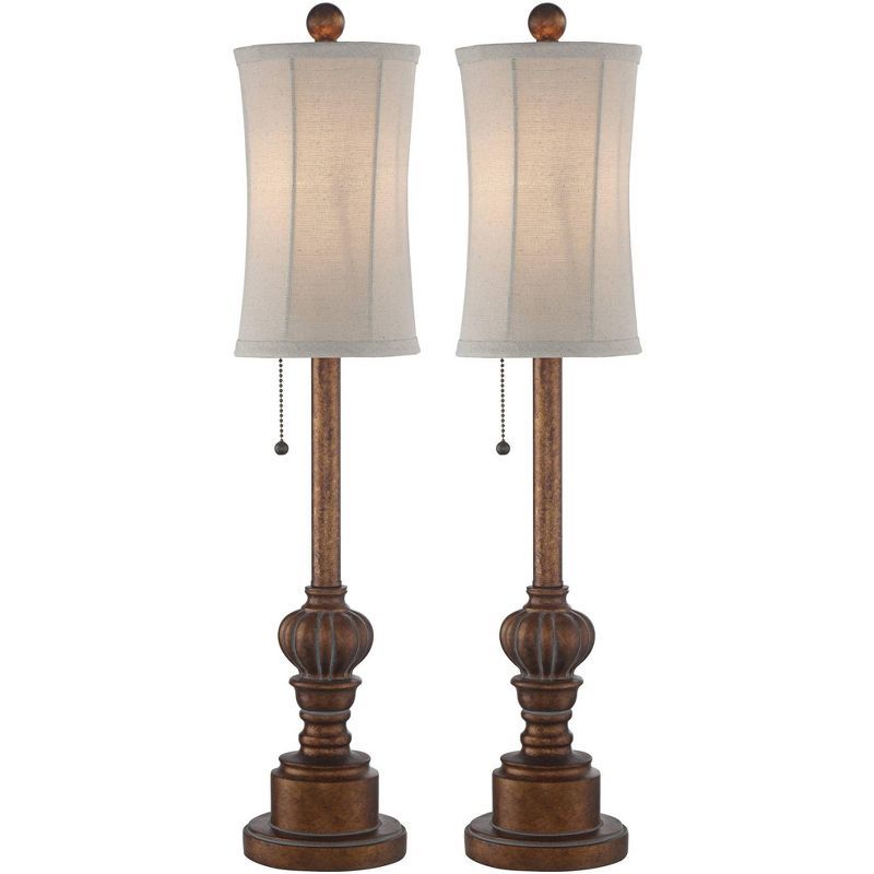 Bronze Traditional Buffet Table Lamps Set with Oatmeal Shades