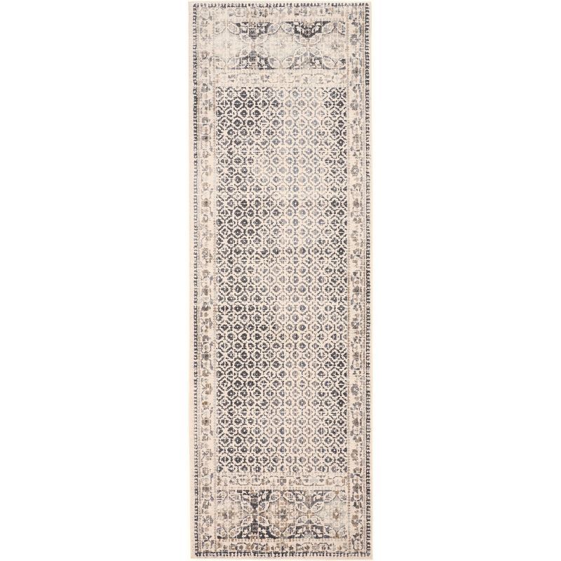 Reversible Easy-Care Ivory and Grey Cotton-Blend Rug