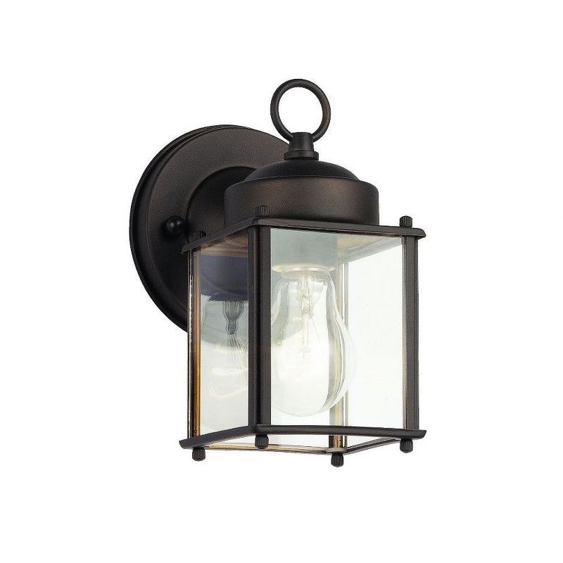 Classic Olde Bronze Lantern Wall Sconce with Clear Glass Panels