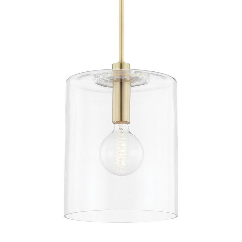 Aged Brass Clear Glass 1-Light Pendant