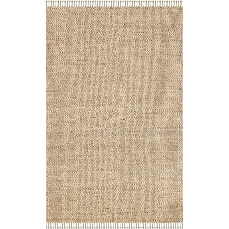 Gray Flat Woven Handmade Jute Area Rug, 5' x 8'