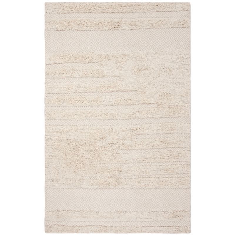 Ivory Elegance 6' x 9' Hand-Knotted Wool-Cotton Blend Southwestern Rug