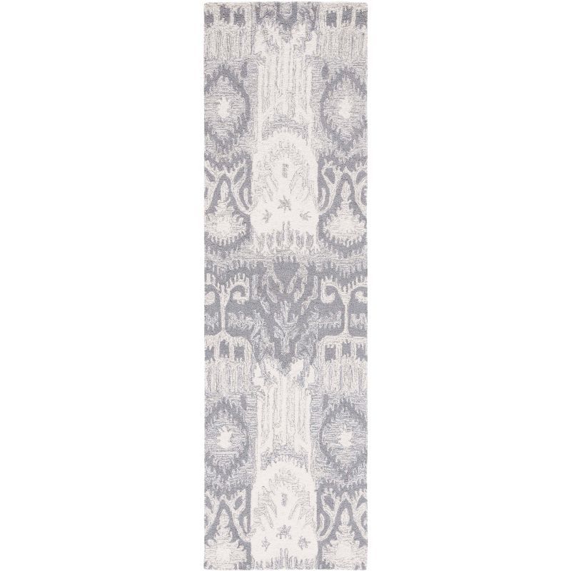 Ivory and Gray Hand-Tufted Wool Runner Rug