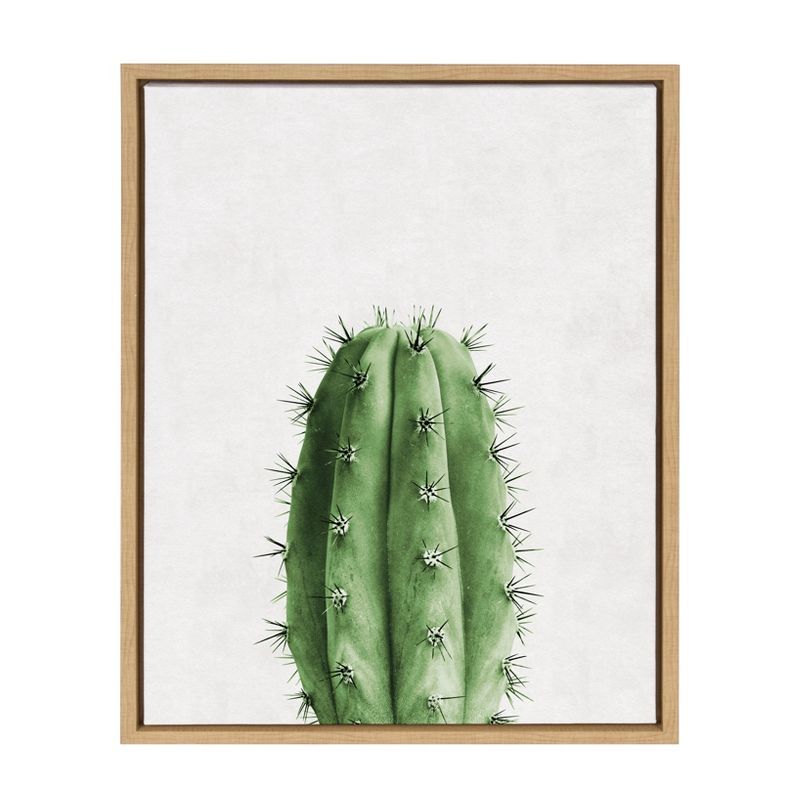 Natural Wood Framed Cactus Canvas Print, 18" x 24"