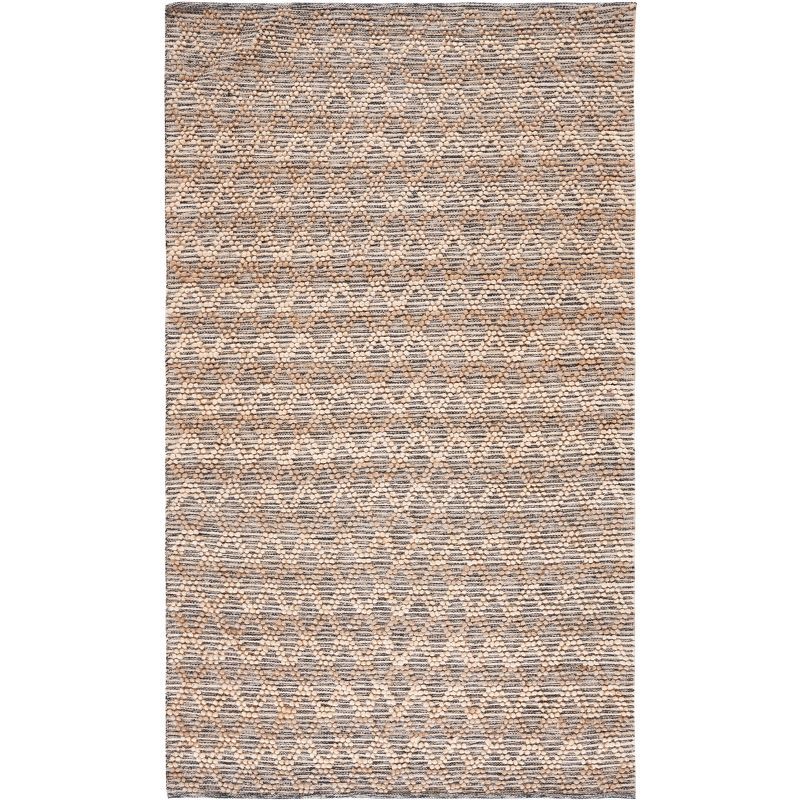 Handmade Natural Fiber Flat Weave Area Rug in Light and Dark Grey