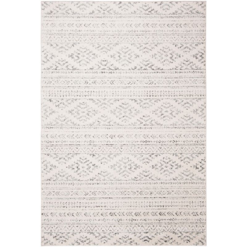 Ivory Boho-Chic Rectangular Synthetic Area Rug, 4' x 6'