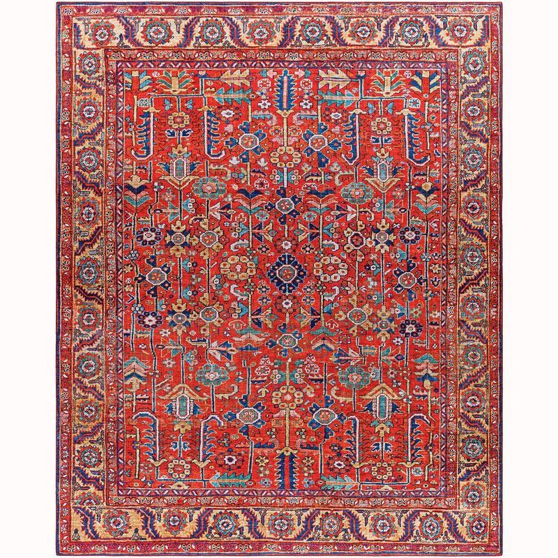 Loveren Bright Red Traditional Polyester Area Rug 7'6" x 9'6"