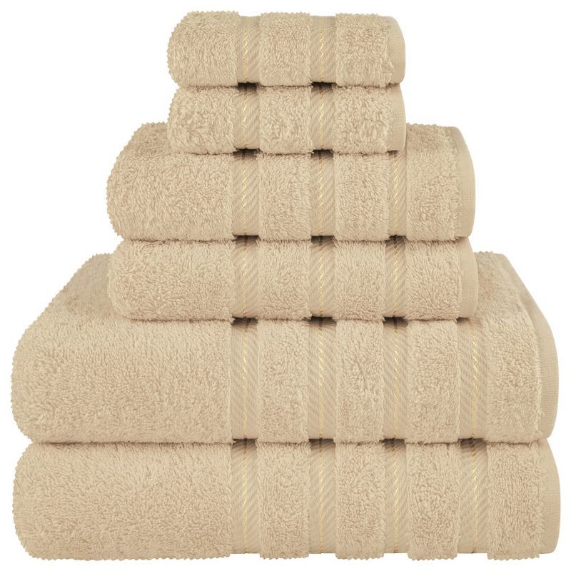 Beige Turkish Cotton 6-Piece Towel Set