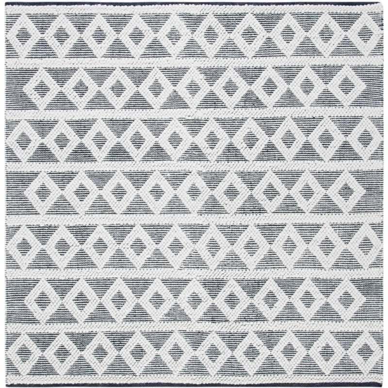 Hand-Tufted Natura Black & Ivory Wool 6' Square Area Rug