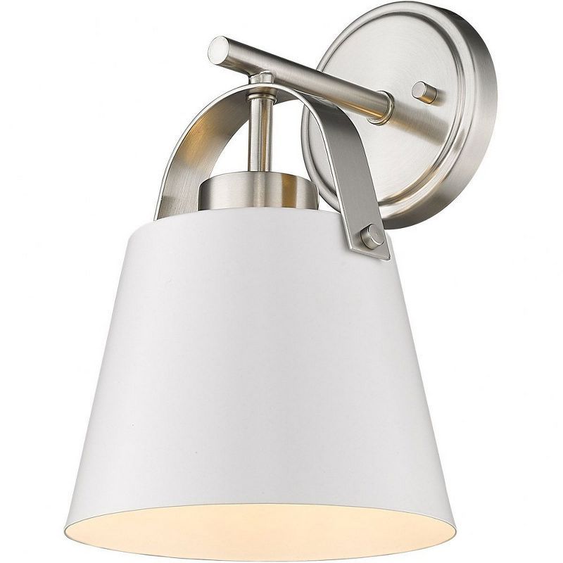 Matte White and Brushed Nickel Dimmable Wall Sconce