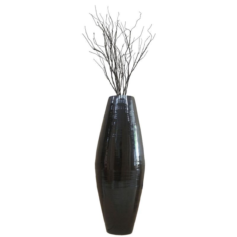 Large Black Bamboo Floor Vase for Modern Home Decor