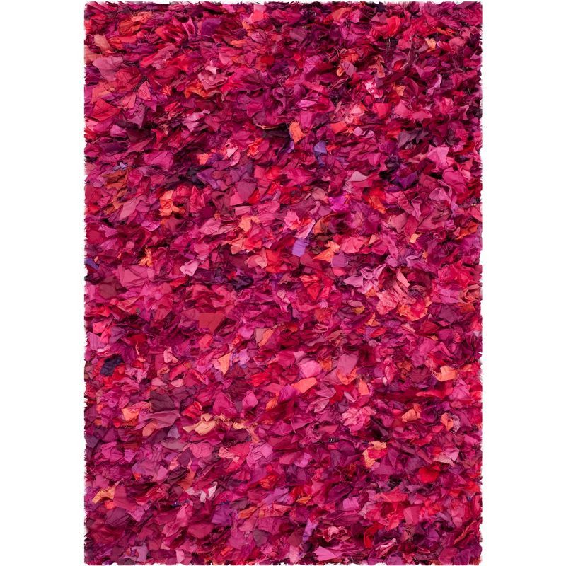 Fuchsia Multi Round Tufted Shag Area Rug, 3' x 5'
