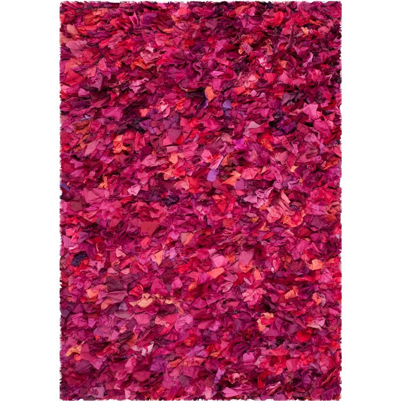 Fuchsia Multi Round Tufted Shag Area Rug, 3' x 5'