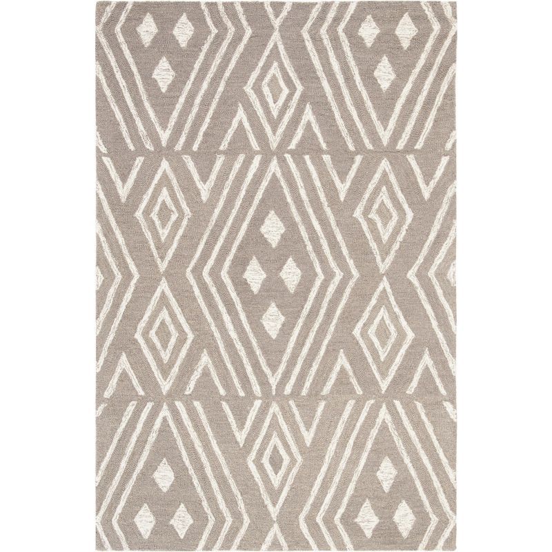 Hand-Tufted Elegance Gray Wool Rectangular Rug 4' x 6'