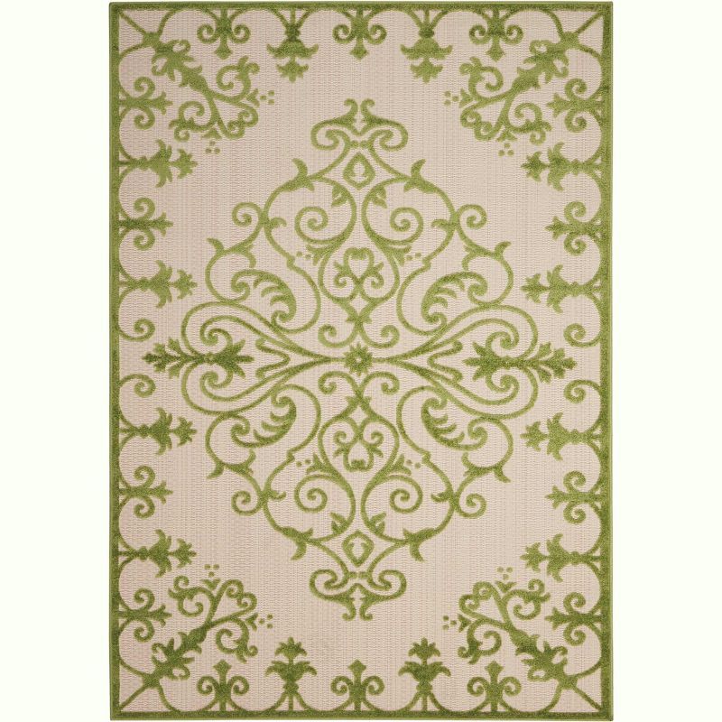 Aloha Green Indoor-Outdoor 3'6" x 5'6" Flat Woven Area Rug