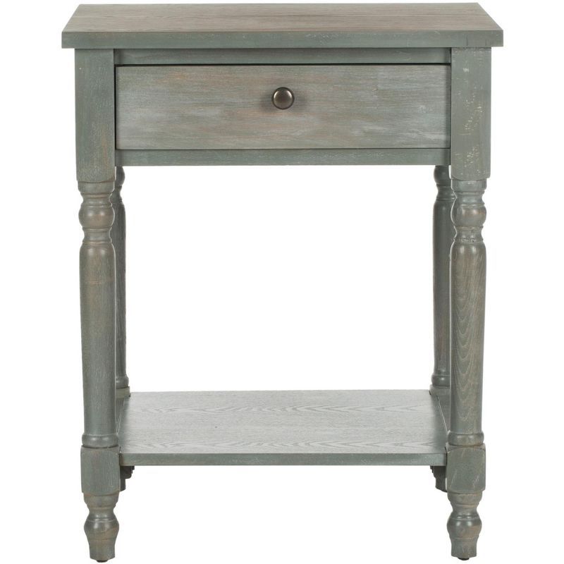 Ash Grey Elm Wood Transitional Nightstand with Drawer