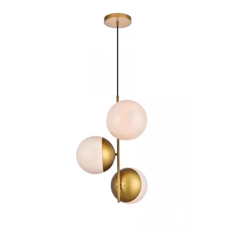 Eclipse 3-Light Brass Pendant with Frosted Glass Shades