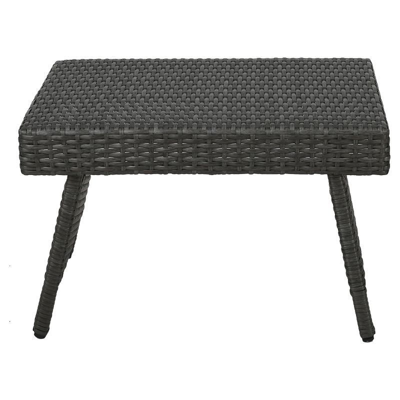 Gray Wicker Adjustable Folding Patio Table with Iron Frame