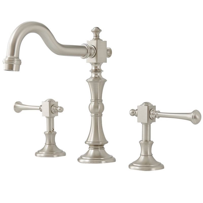 Brushed Nickel Double Handle High-Arc Bathroom Faucet