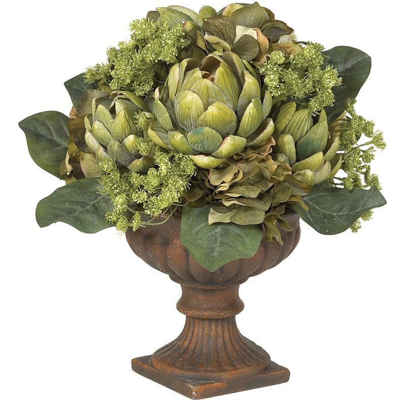 Rustic Green and Brown Silk Artichoke Centerpiece Arrangement