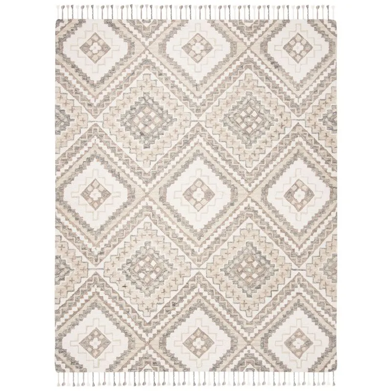 Ivory and Taupe Hand-Tufted Wool Area Rug, 8' x 10'