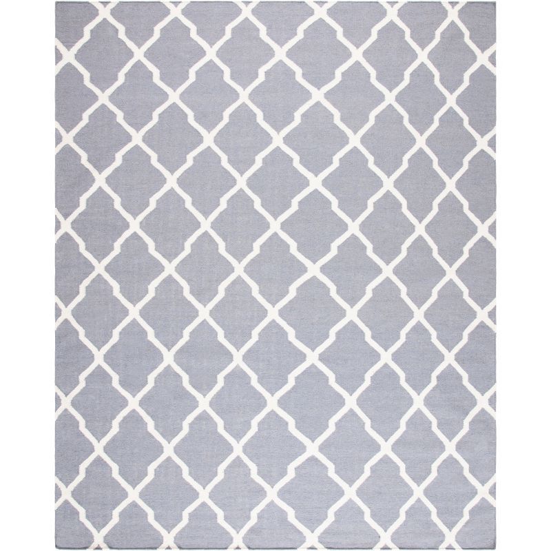 Handmade Grey/Ivory Geometric Wool Area Rug 8' x 10'