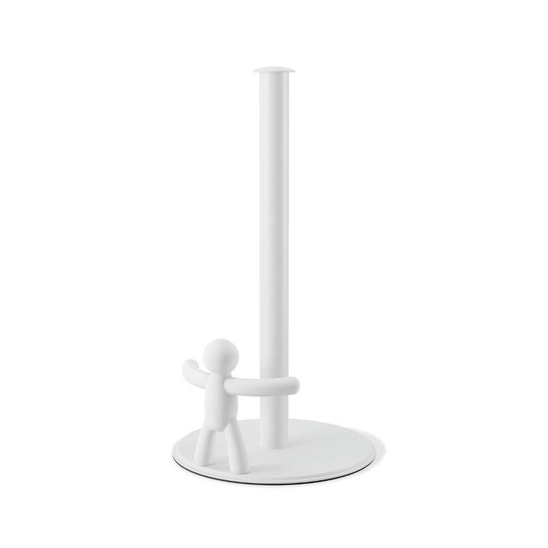 White Iron Buddy Freestanding Paper Towel Holder