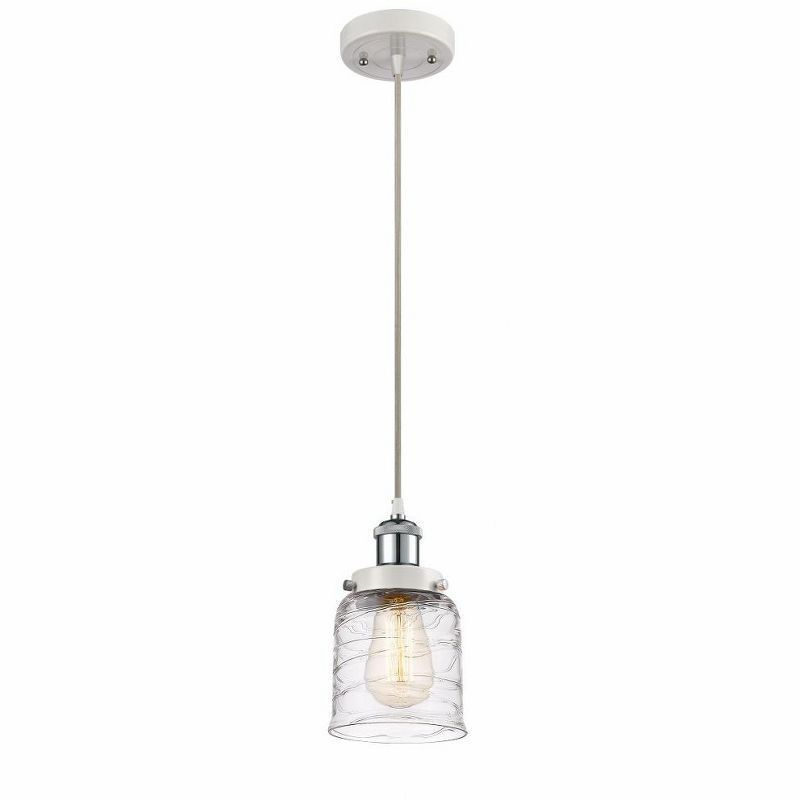 Bell 10" White and Polished Chrome Glass Pendant Light