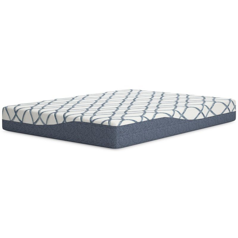 Blue and White 10-Inch Queen Memory Foam Mattress