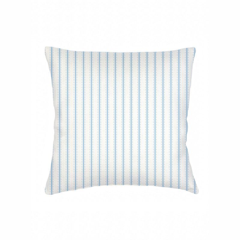 Blue and White French Stripe Linen Throw Pillow 20x20