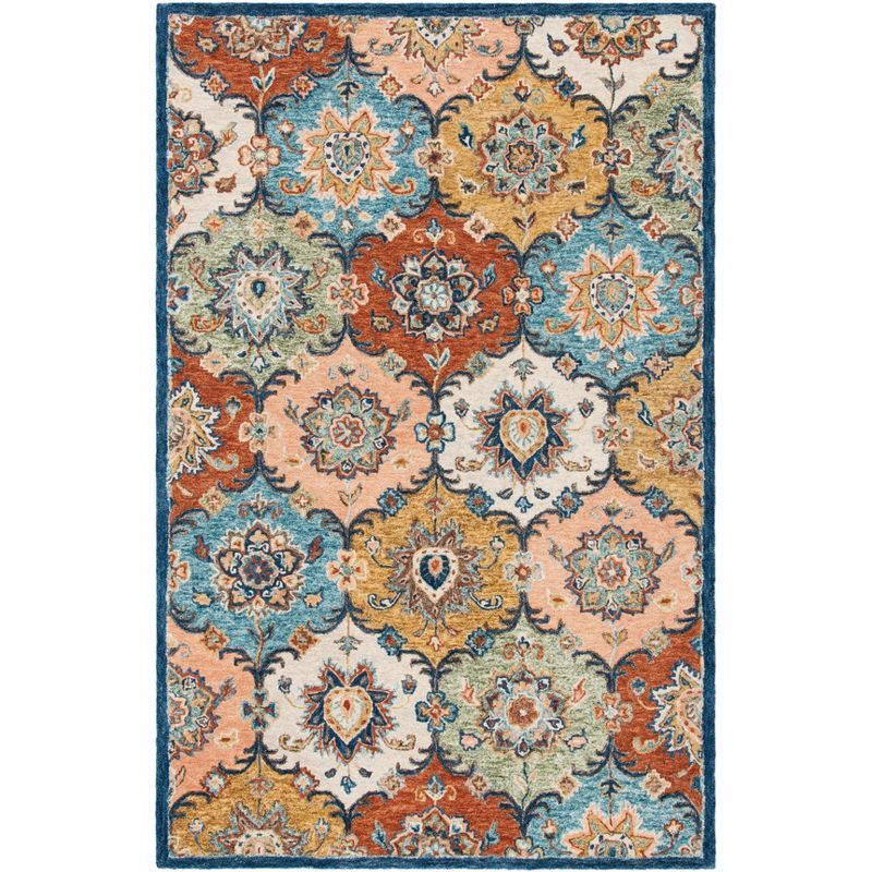 Heritage Blue and Rust Hand-Tufted Wool 4' x 6' Area Rug