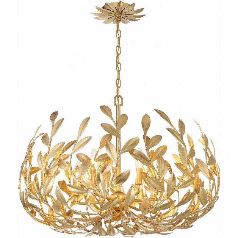 Antique Gold 6-Light Chandelier with Crystal Accents