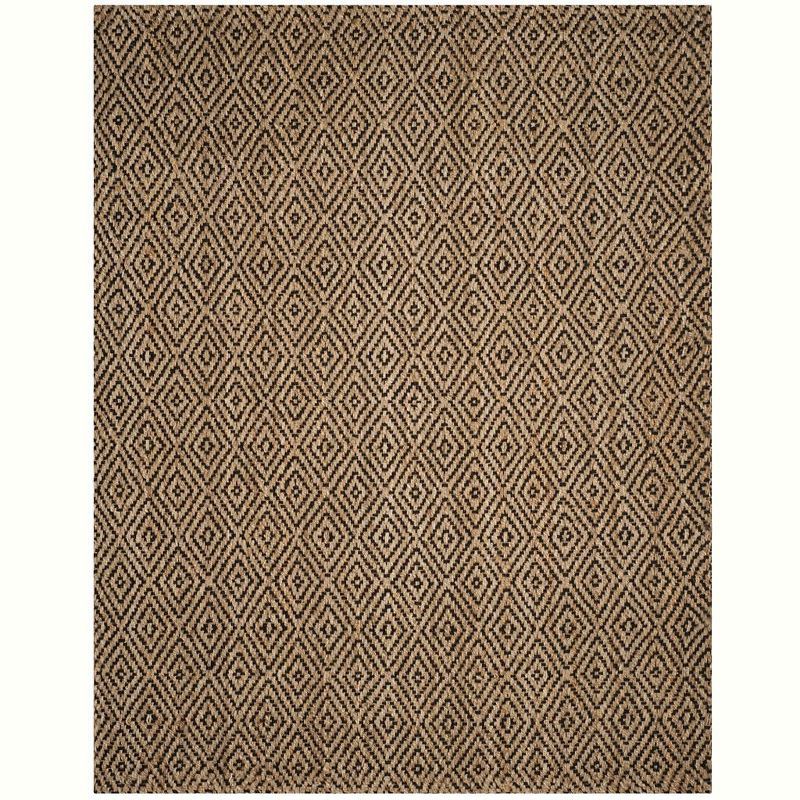 Handwoven Geometric Natural & Black Jute 8' x 10' Rug