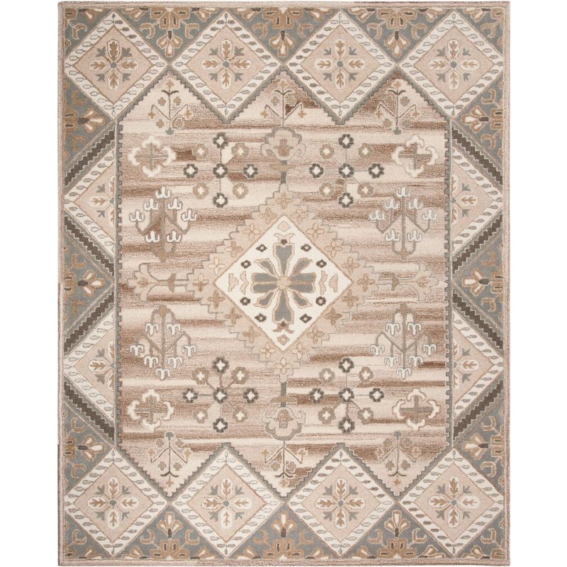 Gray and Ivory Hand-Tufted Wool 8' x 10' Area Rug