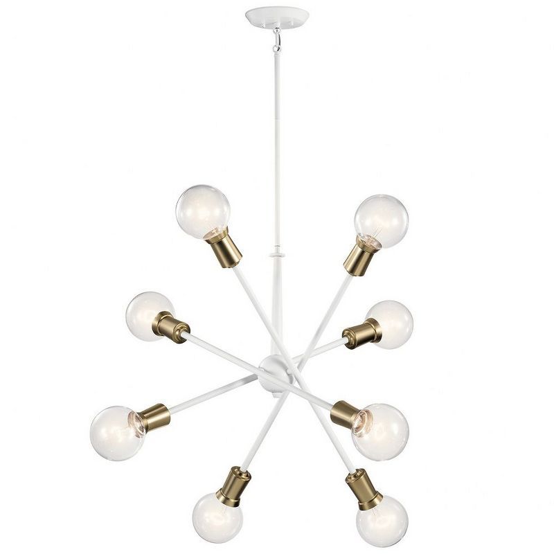 White 30" Sputnik Modern Chandelier with Adjustable Arms