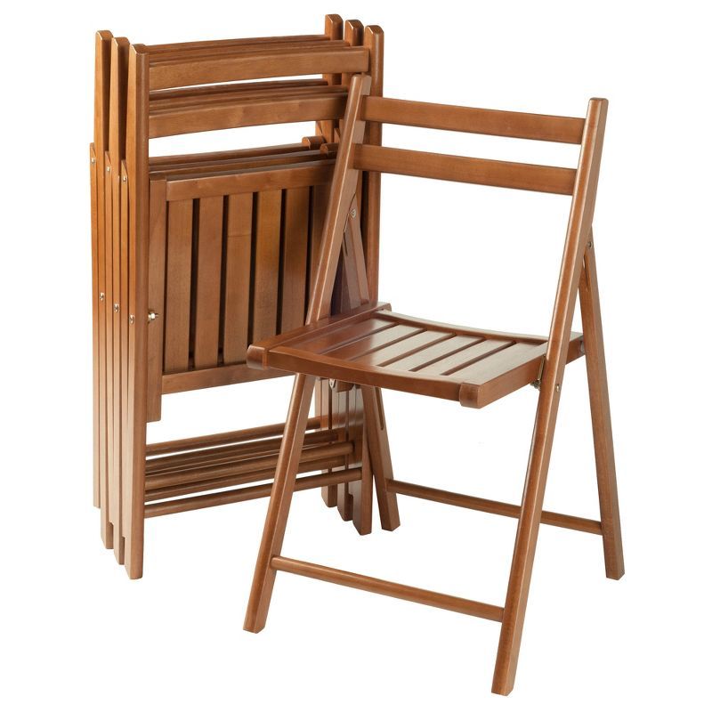 Teak Mid-Century Modern Armless Folding Side Chairs Set