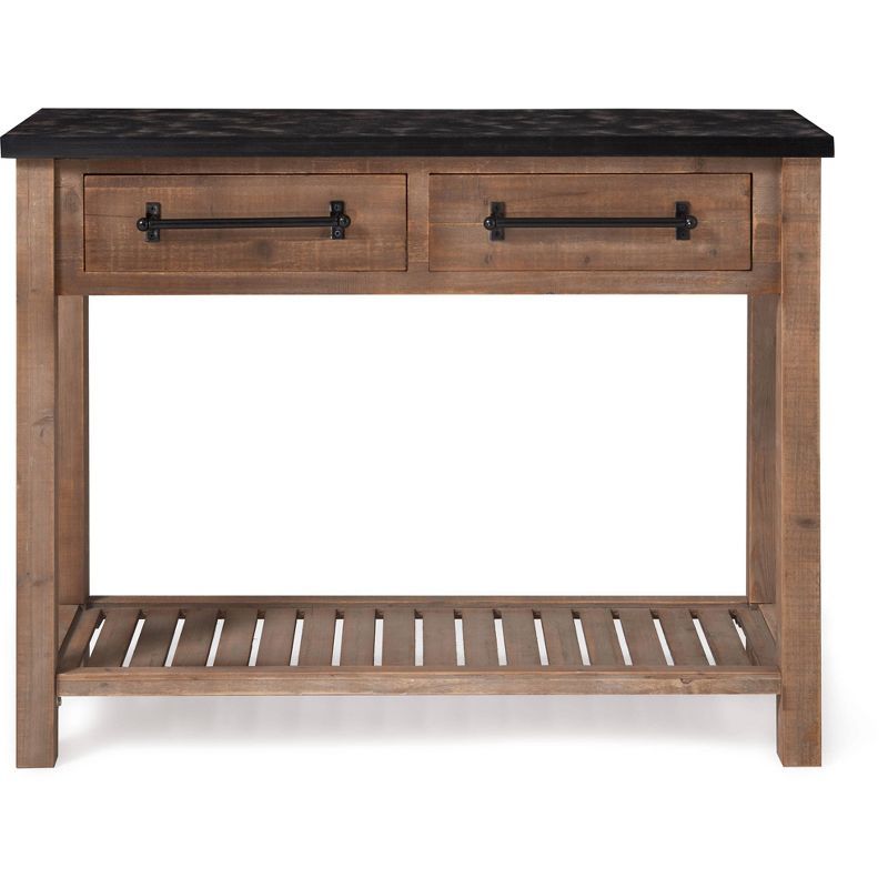 Eugene Brown Wood Console Table with Storage Shelf