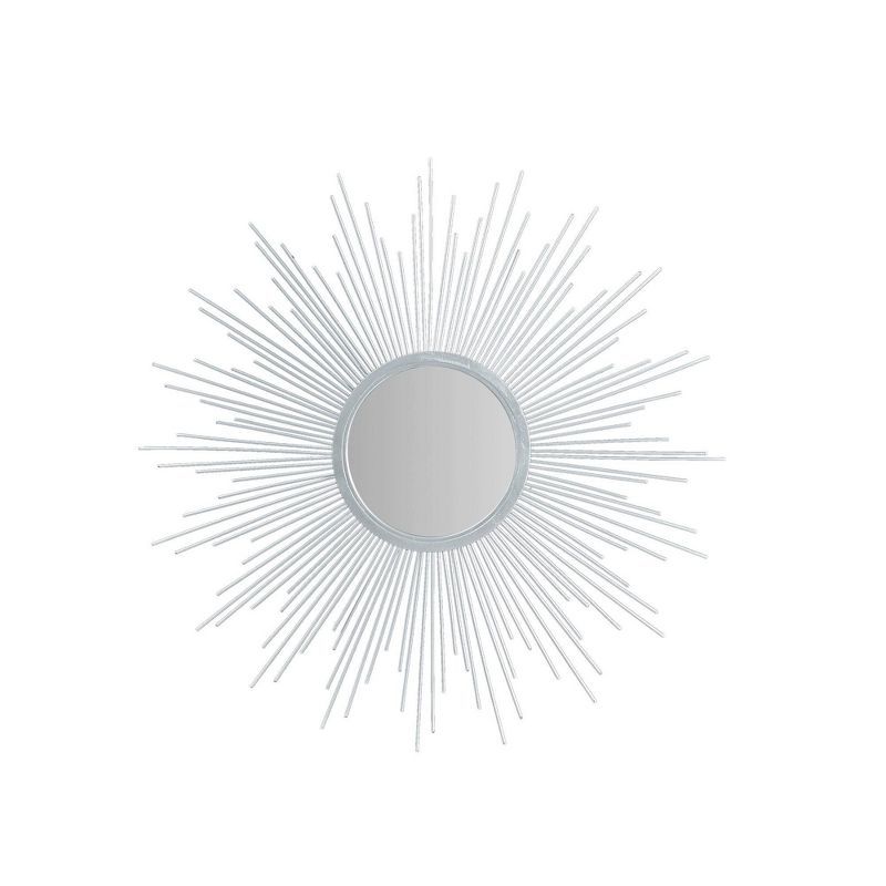 Luxurious Silver and Gold Sunburst Round Wall Mirror, 30 in