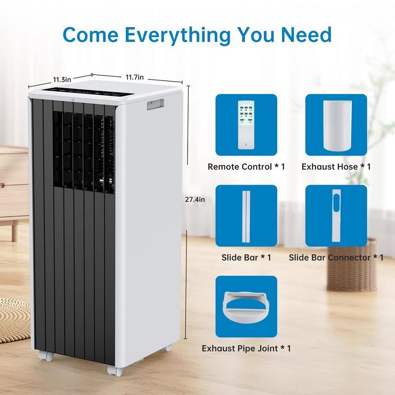 Portable White and Black 8000 BTU Air Conditioner with Remote