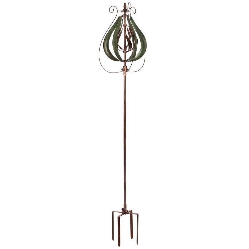 Copper and Verdigris Tulip Misting Wind Spinner with Helix Design