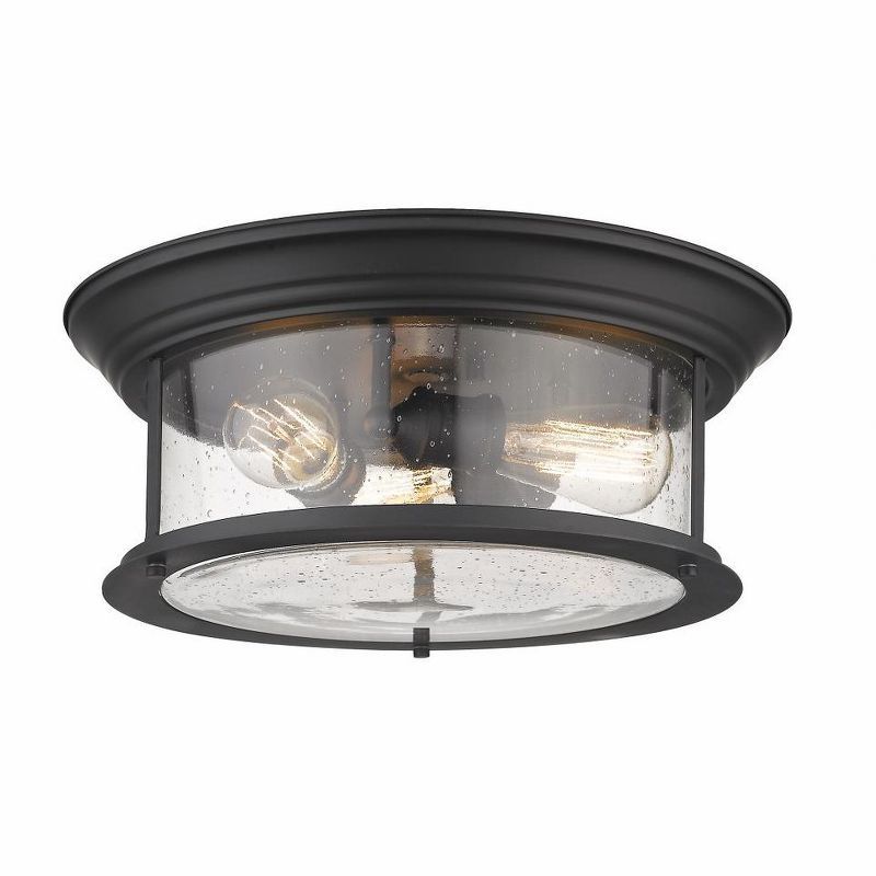 Sonna Matte Black and Clear Glass 3-Light Flush Mount Ceiling Fixture