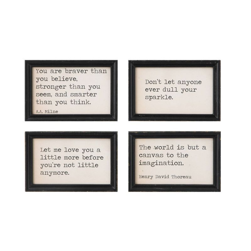 Inspirational Black and White Framed Canvas Quotes Set