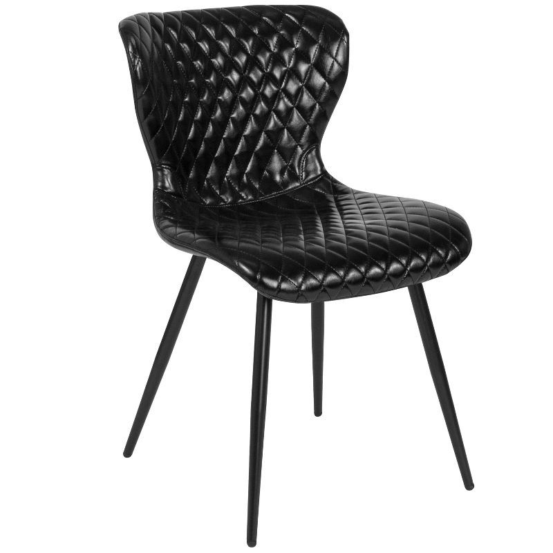 Elegant Bristol Black Vinyl and Metal Side Chair