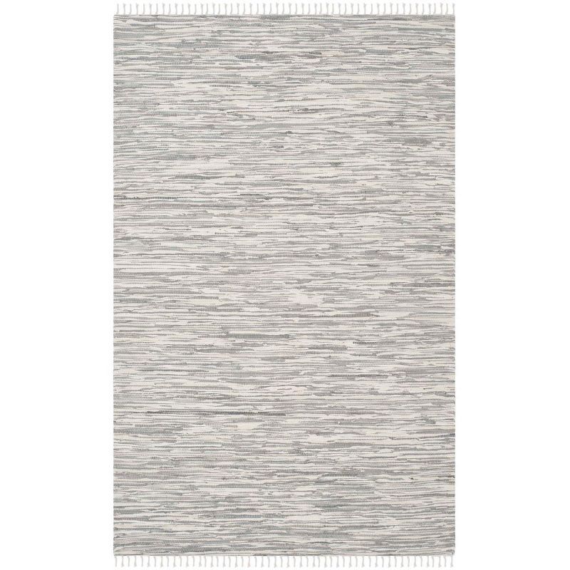 Coastal Charm Silver Cotton Hand-Woven Area Rug, 9' x 12'