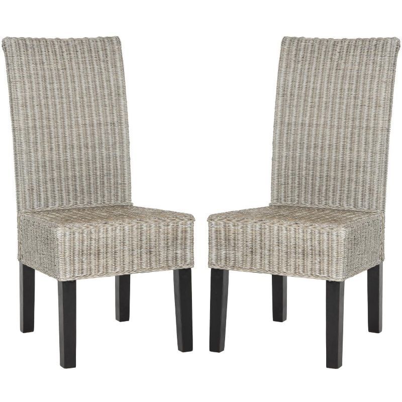 Arjun 18'' Gray Rattan Wicker Dining Chair Set