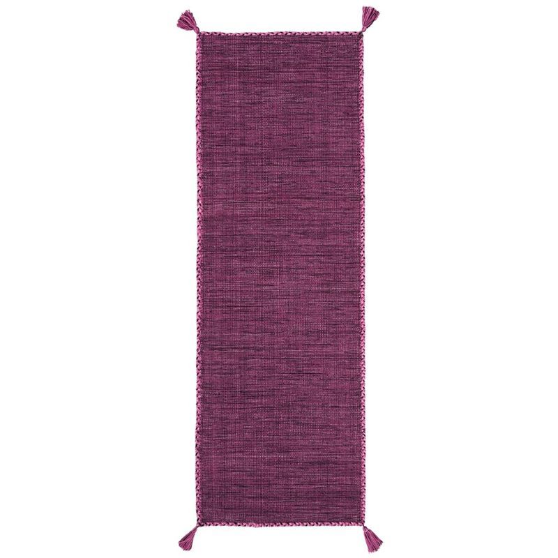 Handwoven Purple and Black Cotton Runner Rug