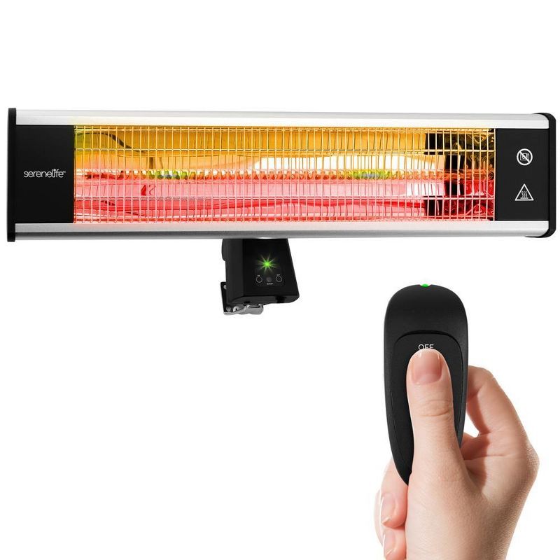 SereneLife 1500W Black Wall-Mounted Electric Patio Heater with Remote