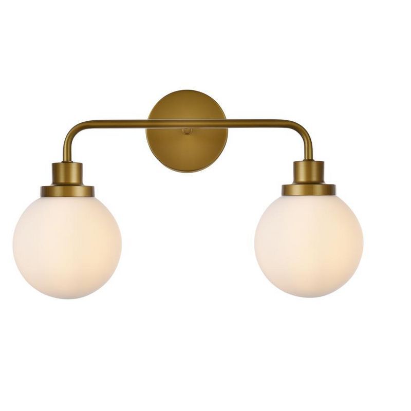 Hanson 2-Light Brass and Frosted Glass Wall Sconce