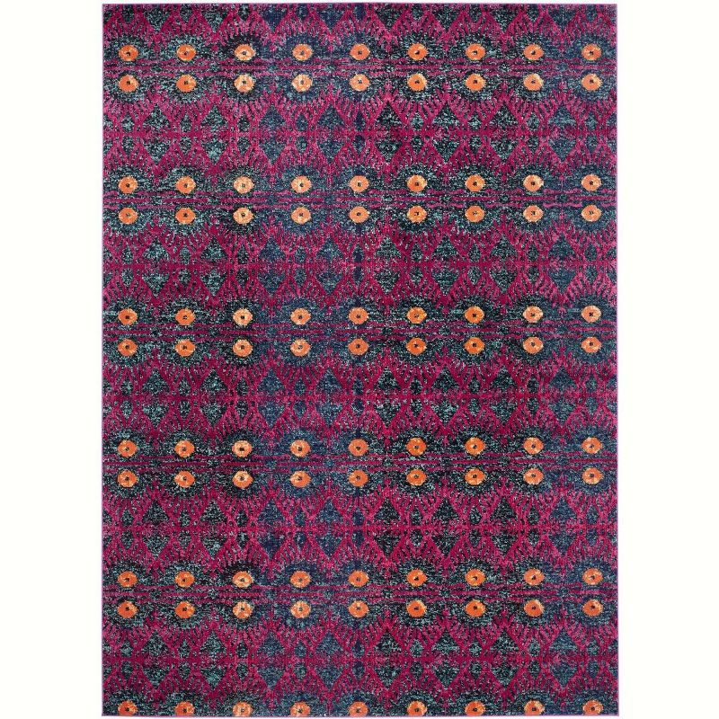 Bohemian Chic Blue Synthetic 9' x 12' Hand-Knotted Area Rug